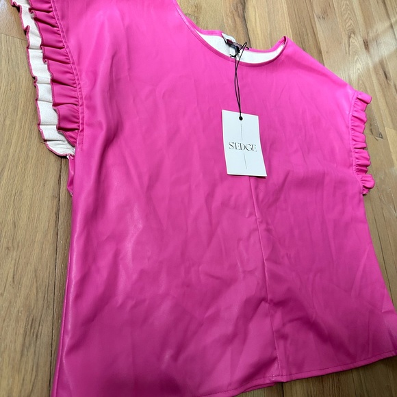 Sledge Pink Faux Leather Top - Picture 3 of 3